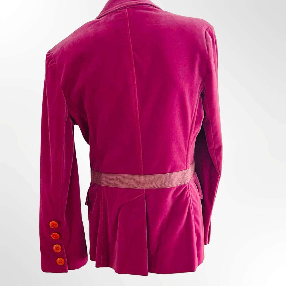 Samantha Treacy Women's Hot Pink Velvet Blazer Jacket with Floral Lining - Picture 3 of 7